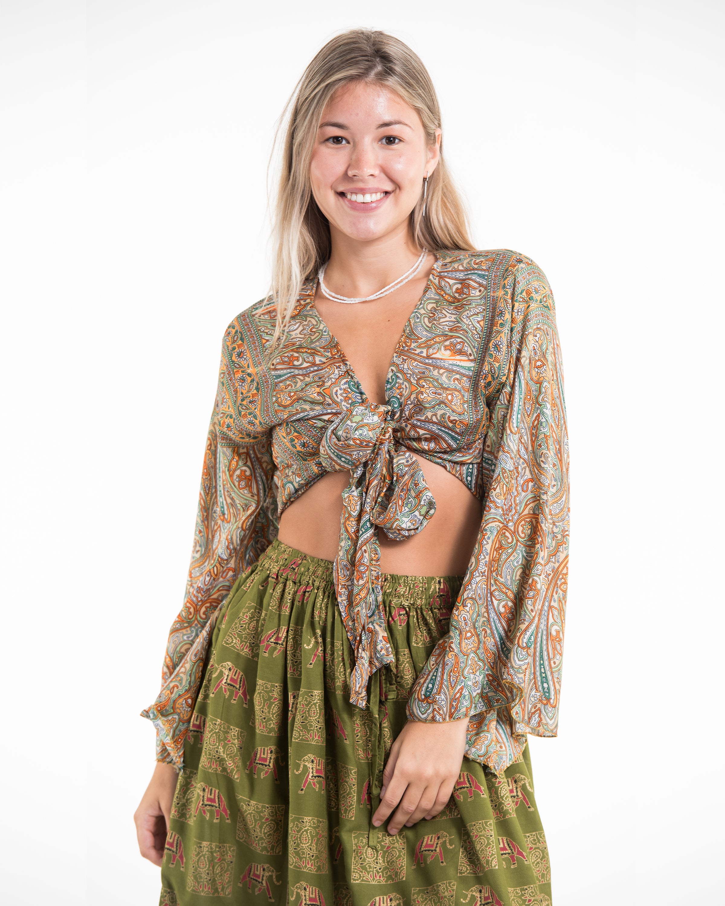 Aurora Paisley Tie Top in Yellow