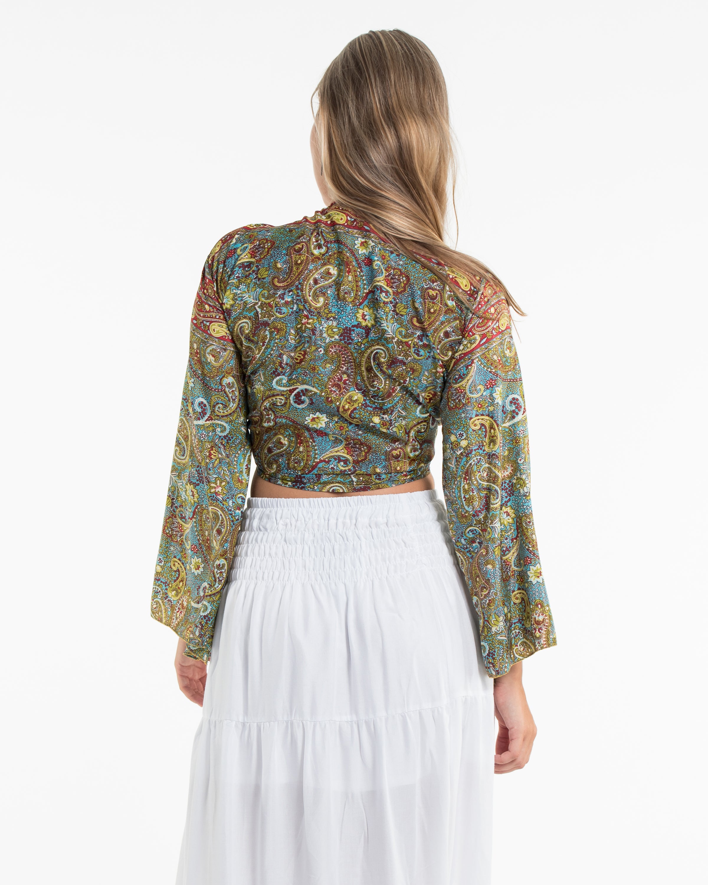 Solstice Paisley Tie Top in Blue Gold