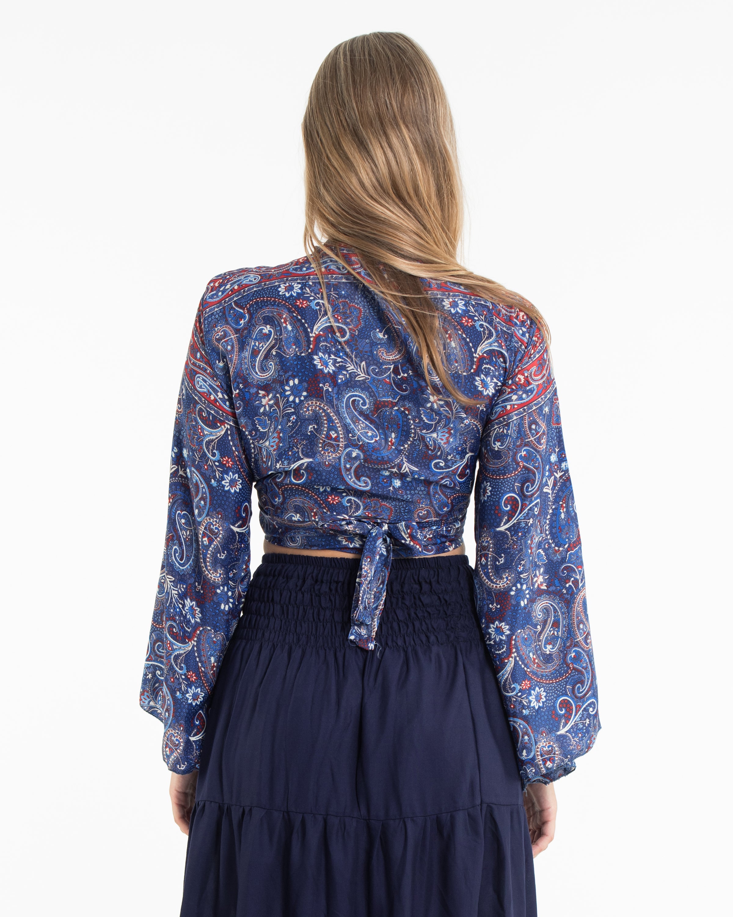 Solstice Paisley Tie Top in Navy