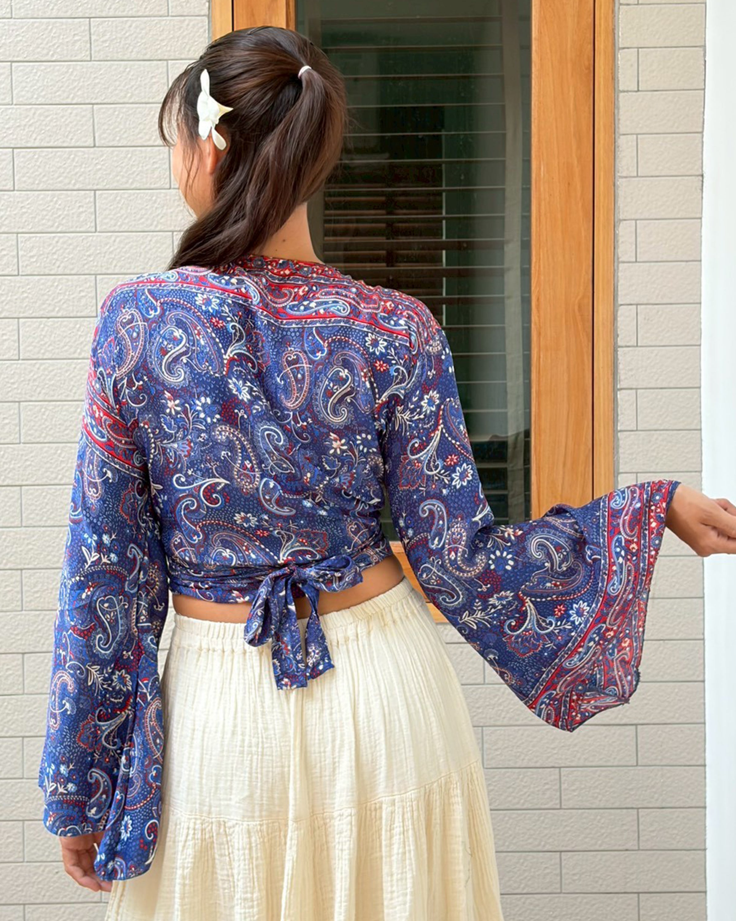 Solstice Paisley Tie Top in Navy