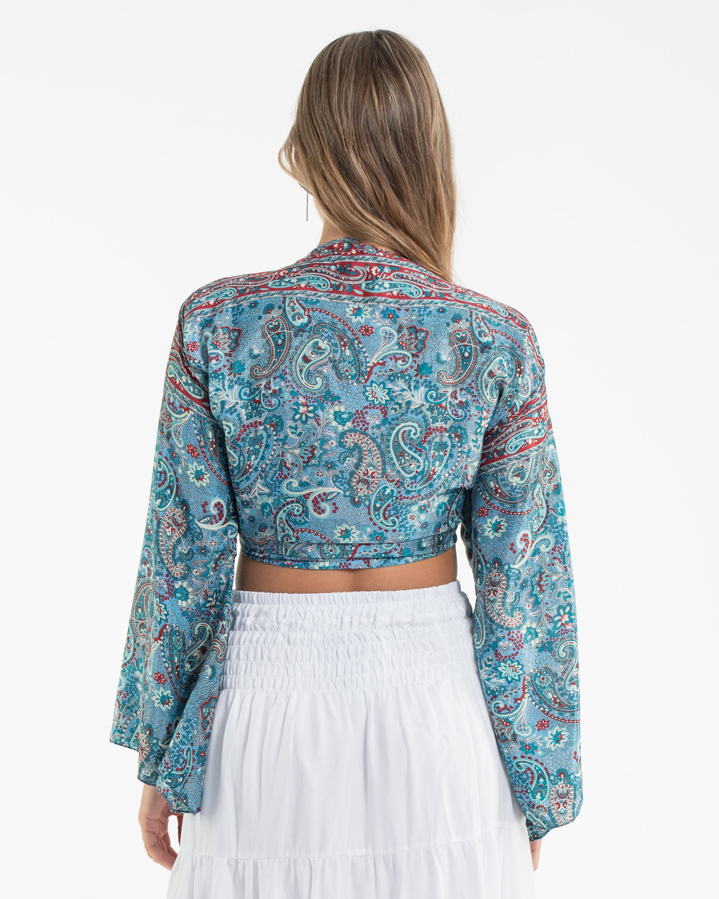 Solstice Paisley Tie Top in Sky Blue