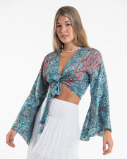 Solstice Paisley Tie Top in Sky Blue