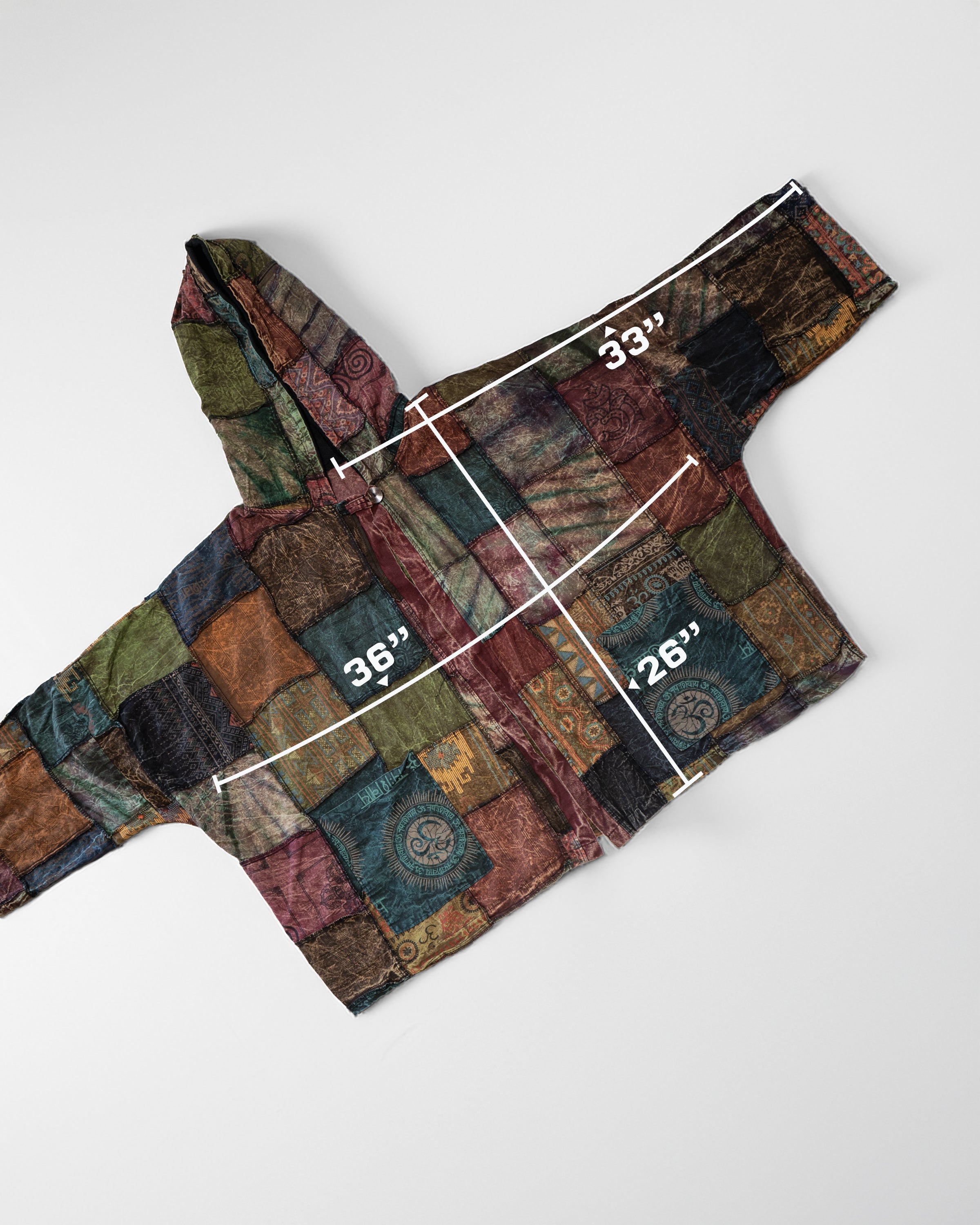 Patchwork Stonewash Hooded Jacket in Multi Orange