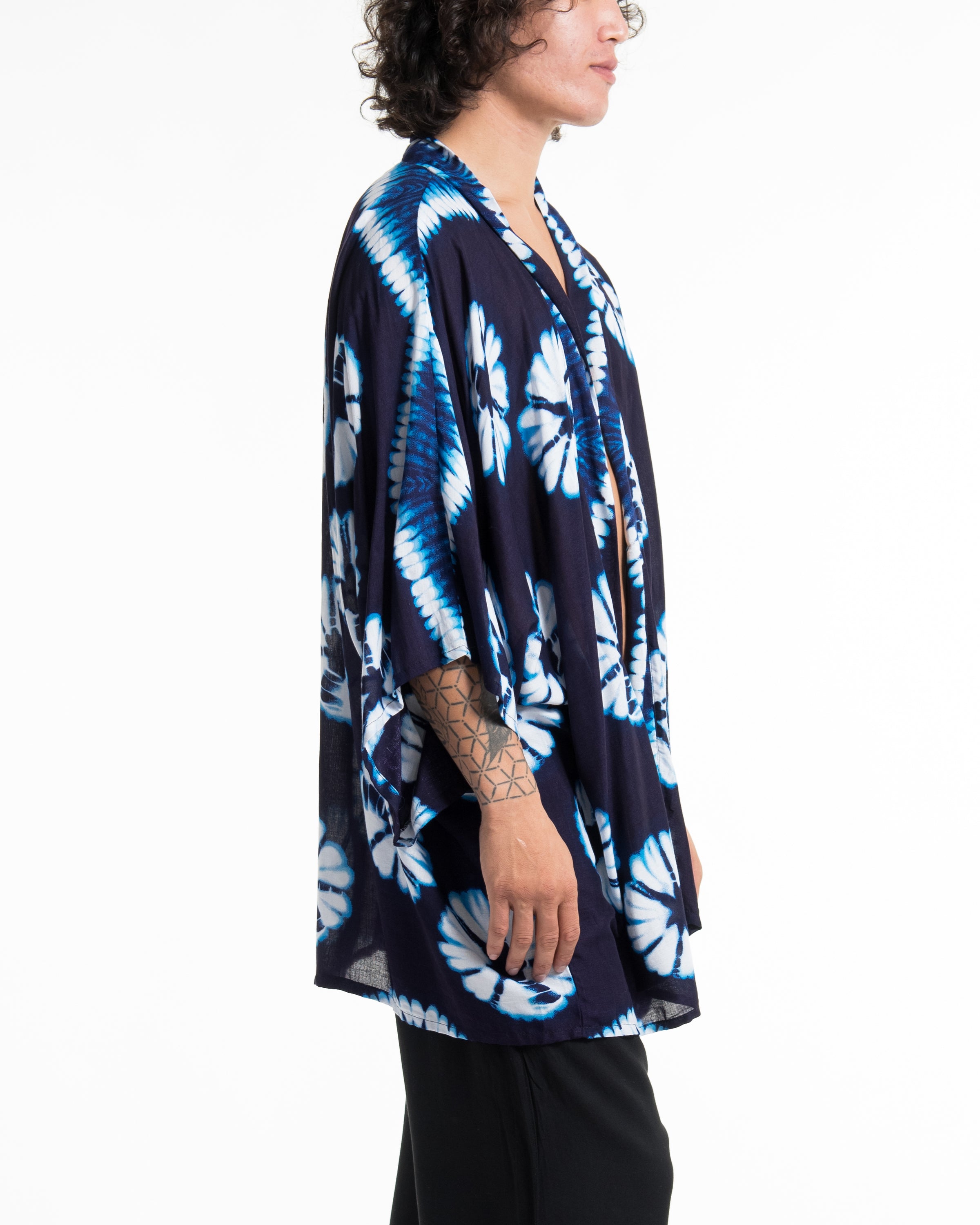 Tie Dye Kimono Cardigan in Indigo
