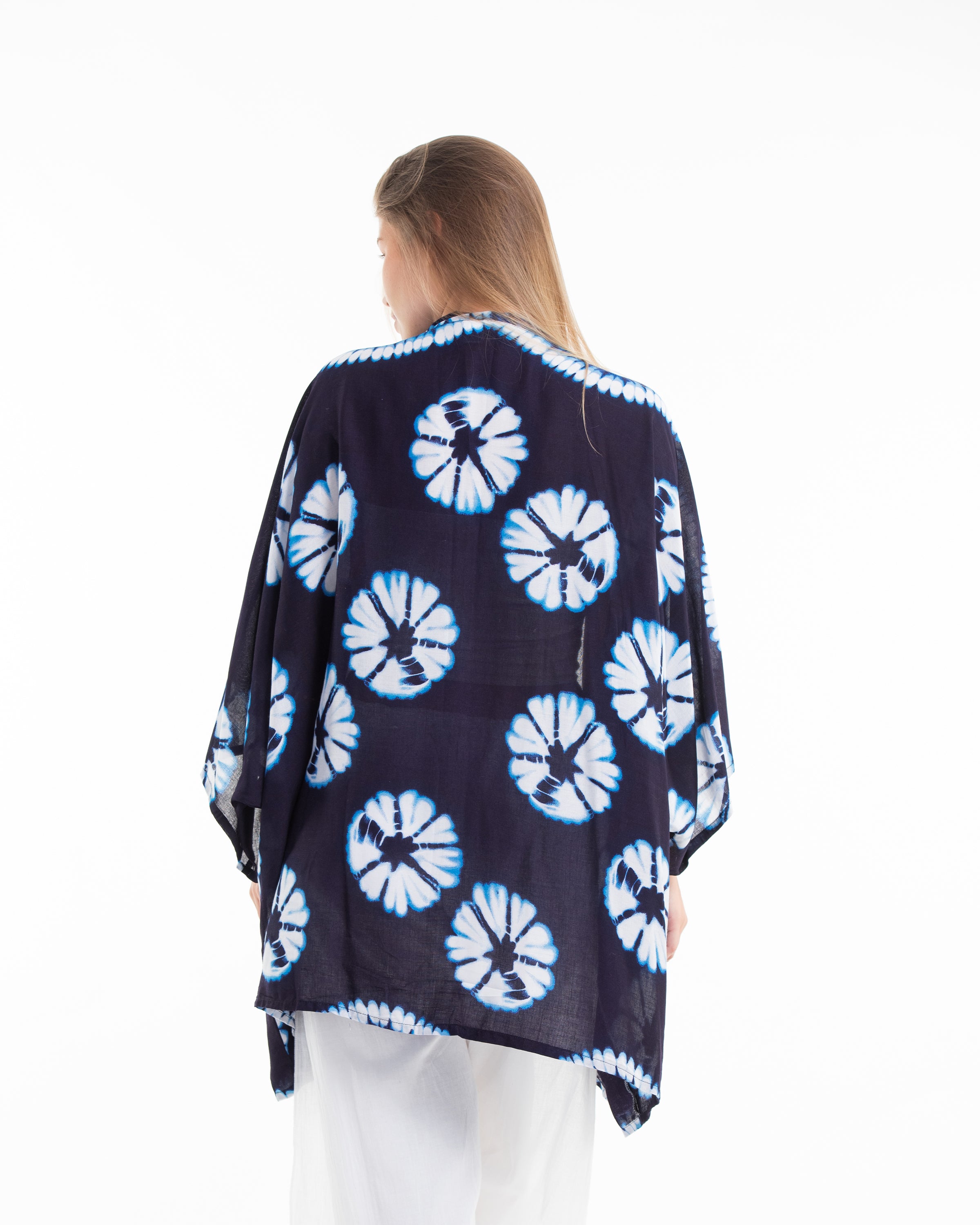 Tie Dye Kimono Cardigan in Indigo