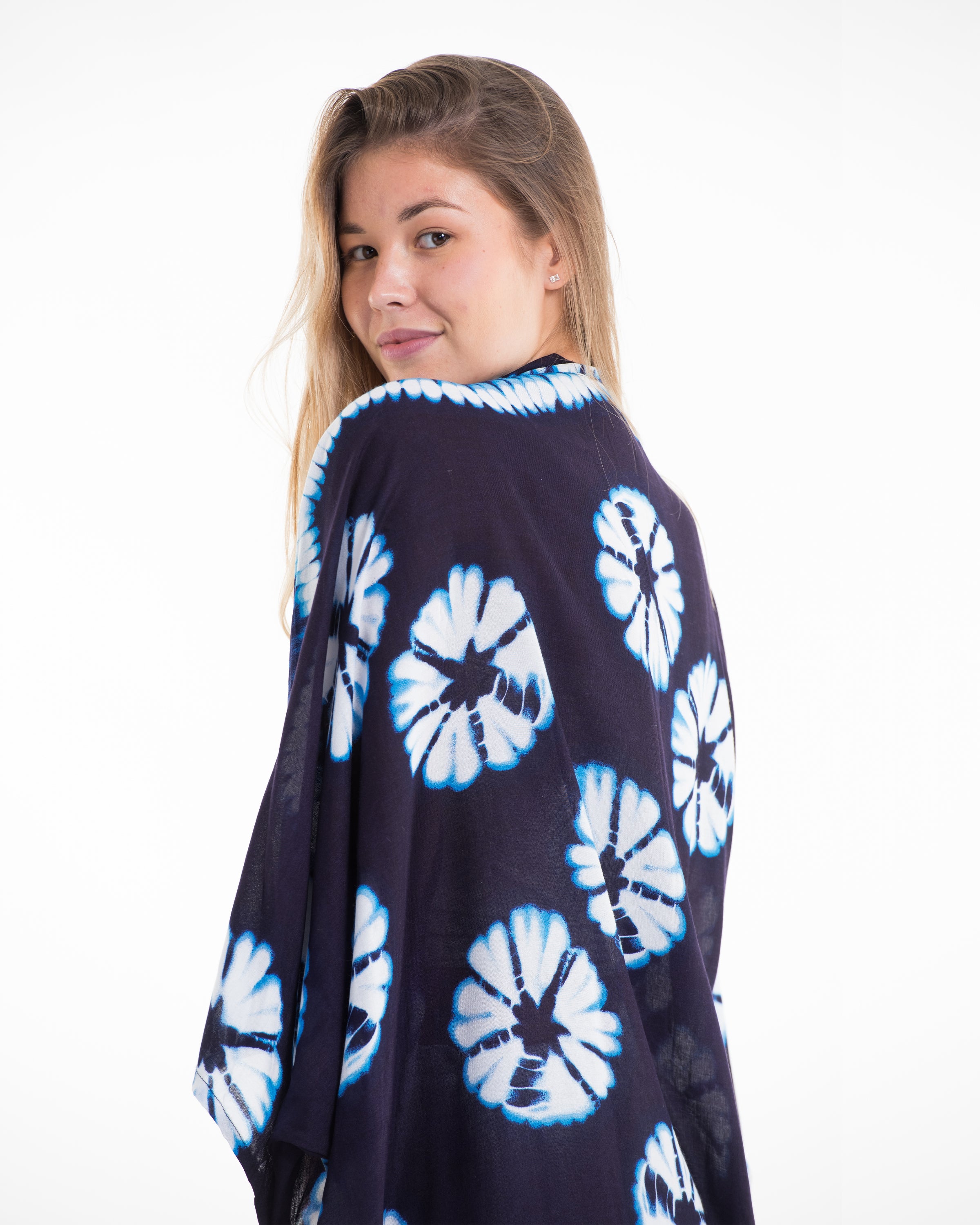Tie Dye Kimono Cardigan in Indigo