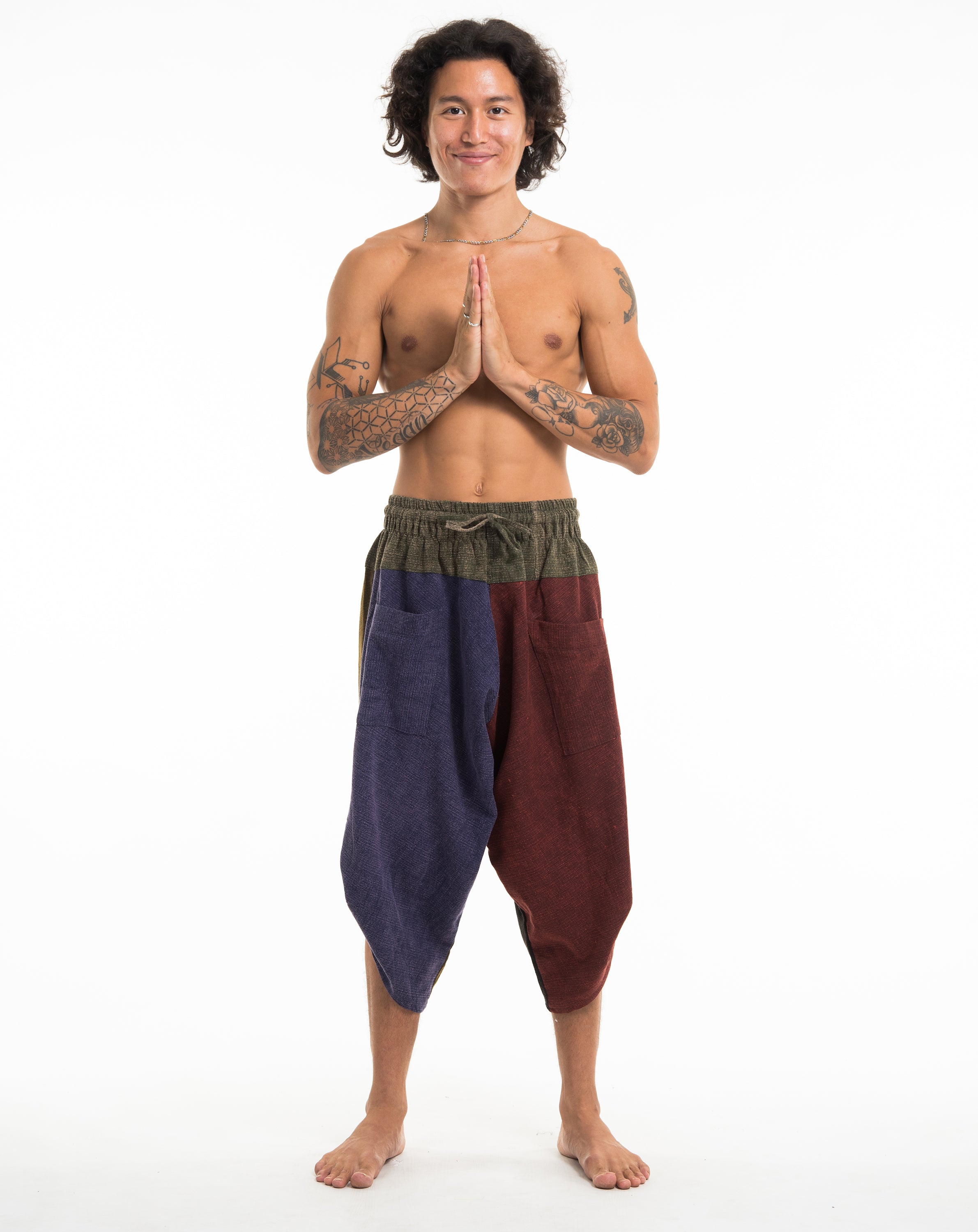 Men's Patchwork Stonewash Cropped Pants