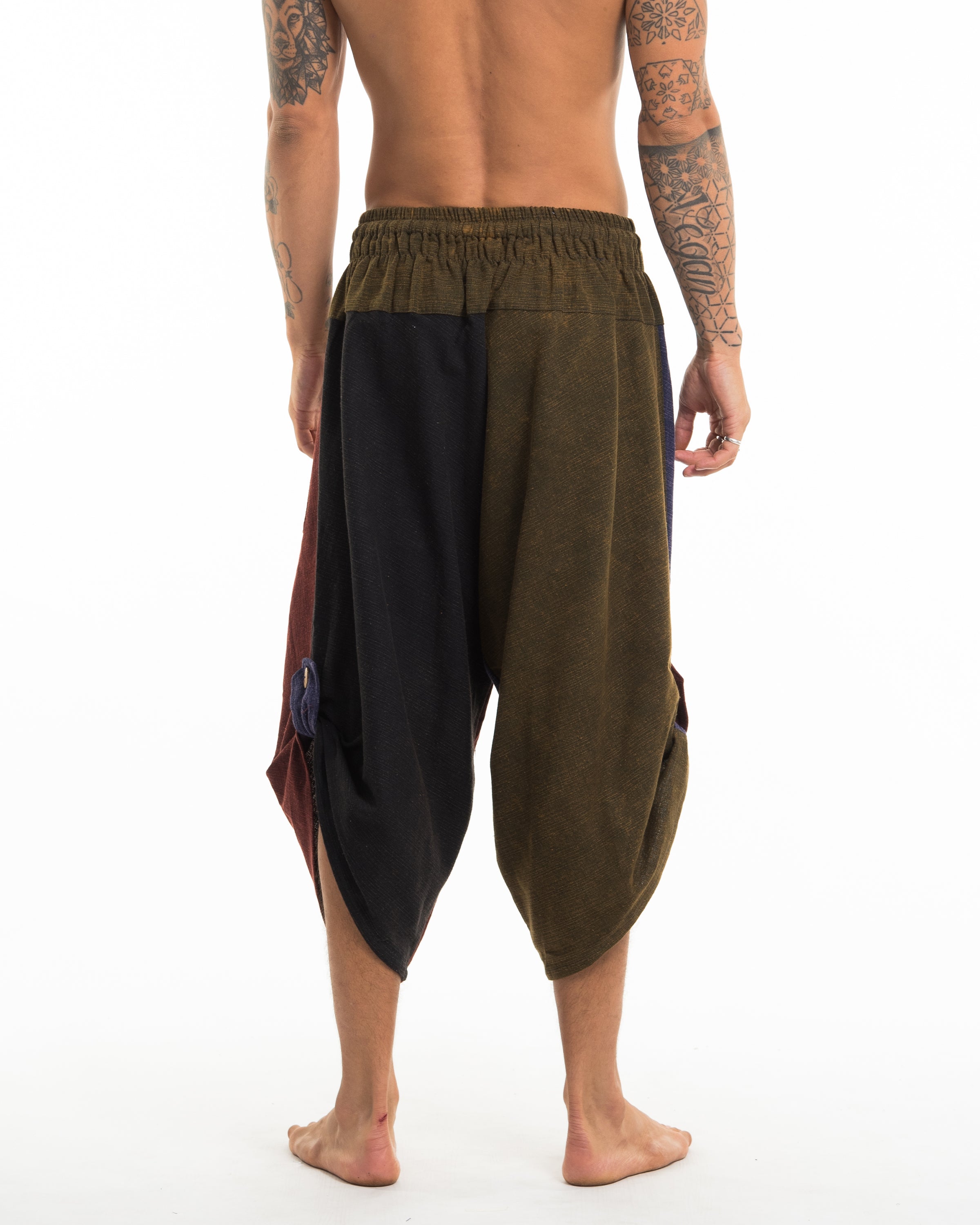 Men's Patchwork Stonewash Cropped Pants