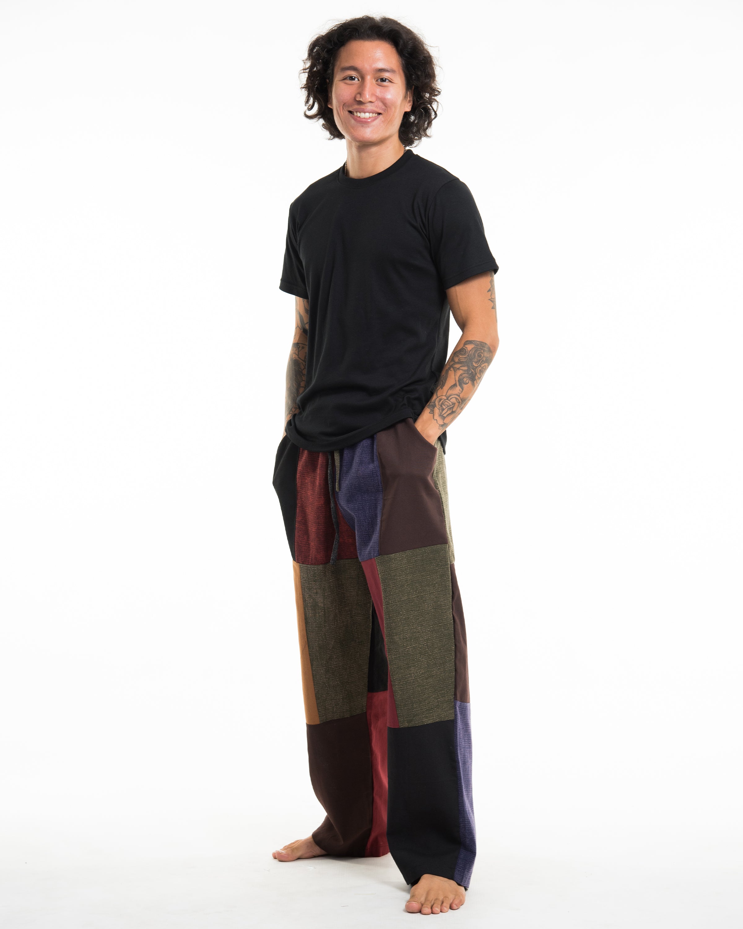 Men's Patchwork Stonewash-Mix Cotton Pants