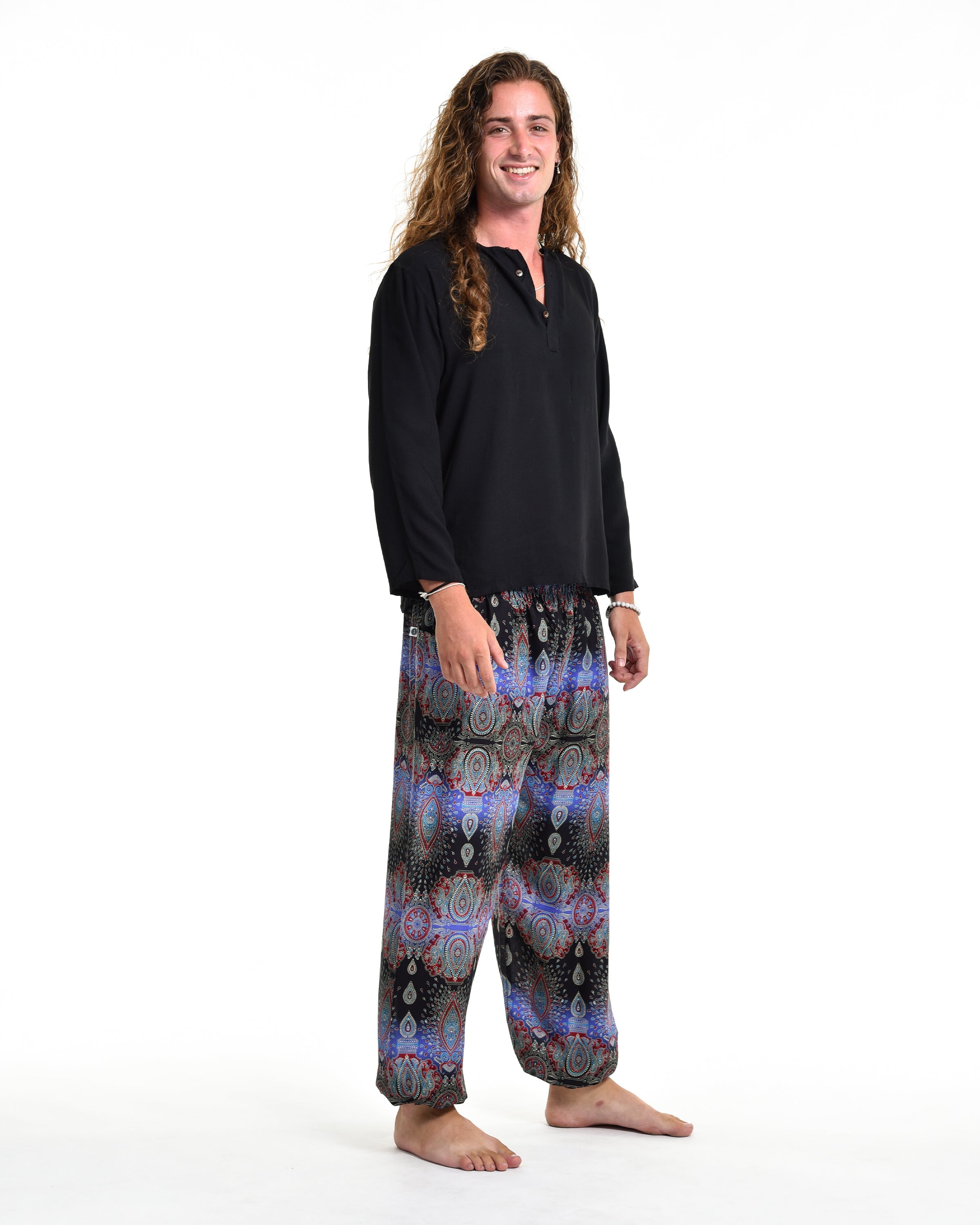 Paisley Men's Harem Pants in Blue