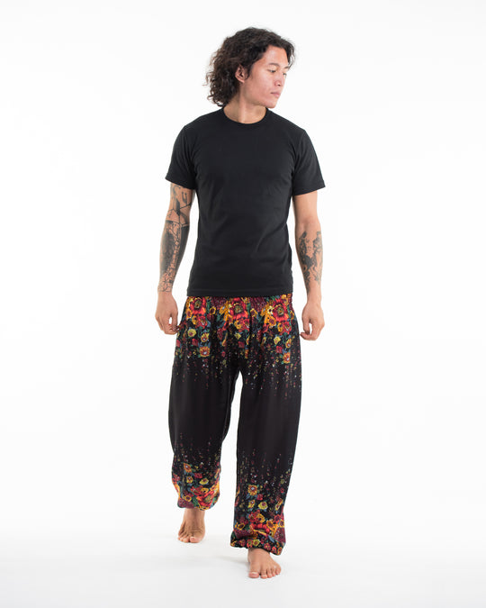 Floral Men's Harem Pants in Black