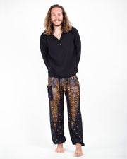 Peacock Feathers Men's Harem Pants in Black