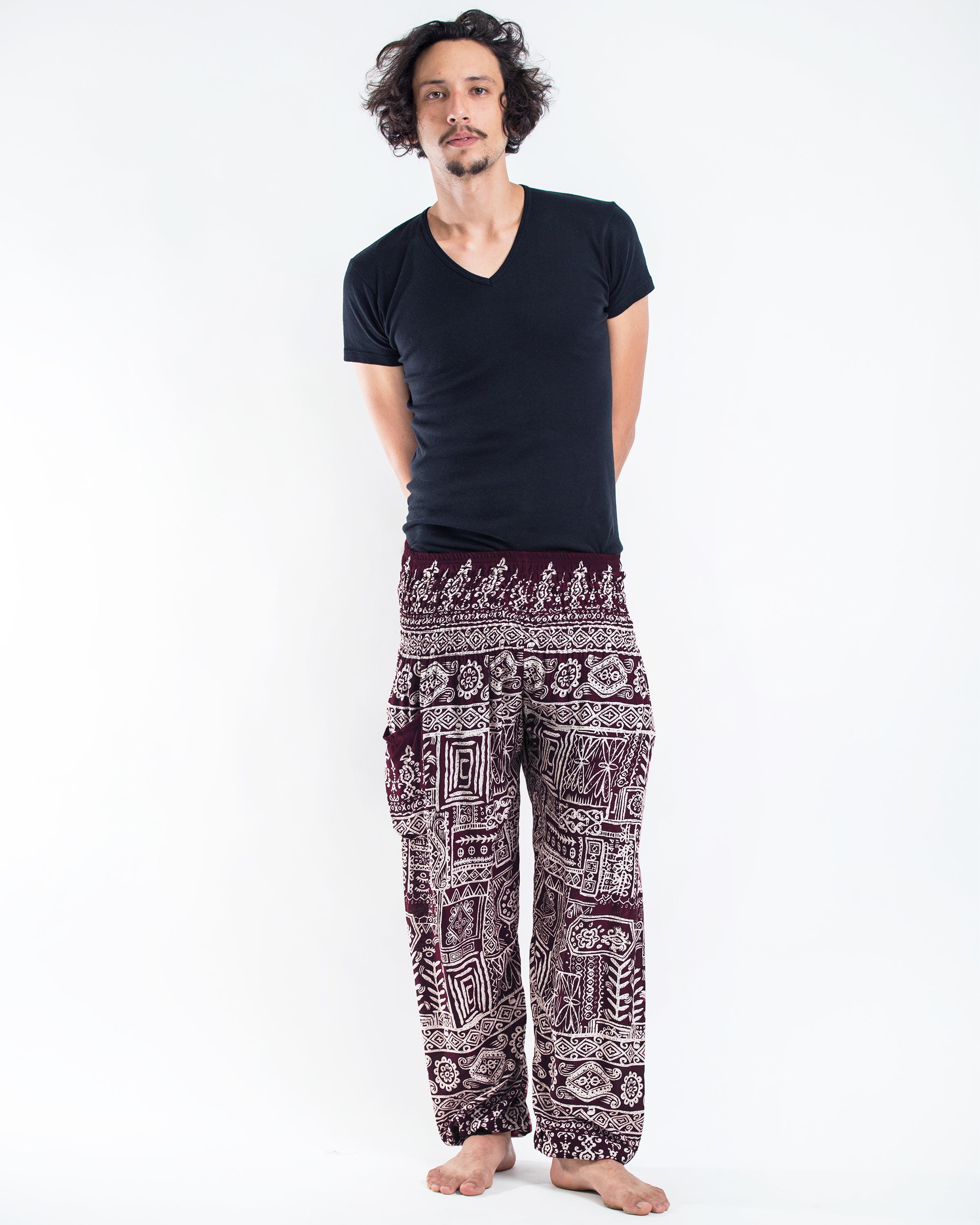 Tribal Prints Men's Harem Pants in Red