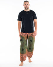 Geometric Mandalas Men's Harem Pants in Olive