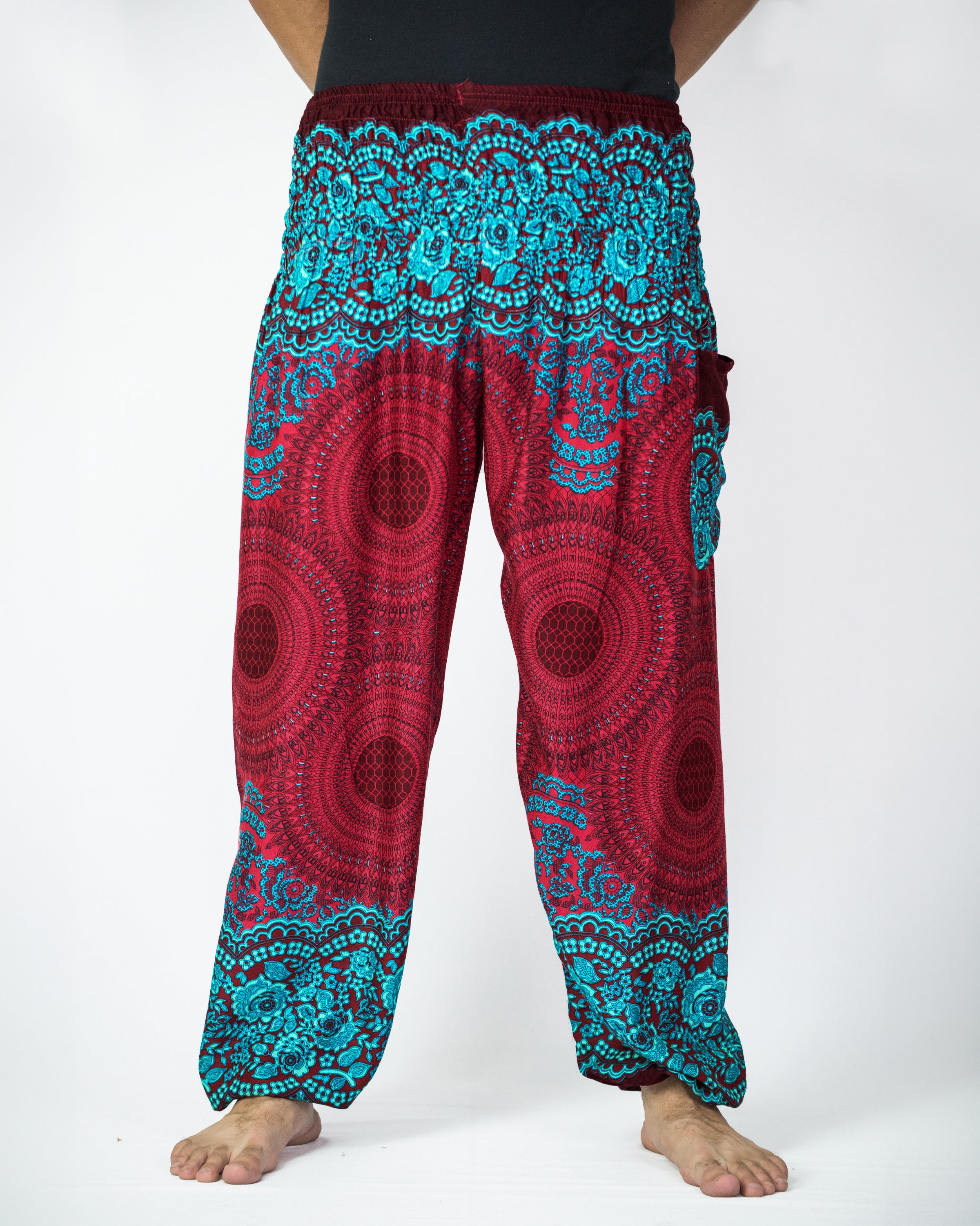 Geometric Mandalas Men's Harem Pants in Red