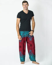 Geometric Mandalas Men's Harem Pants in Red