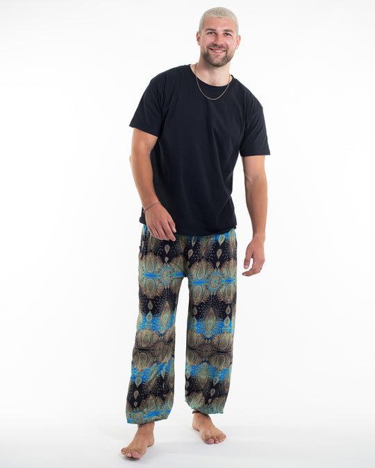 Paisley Men's Harem Pants in Turquoise