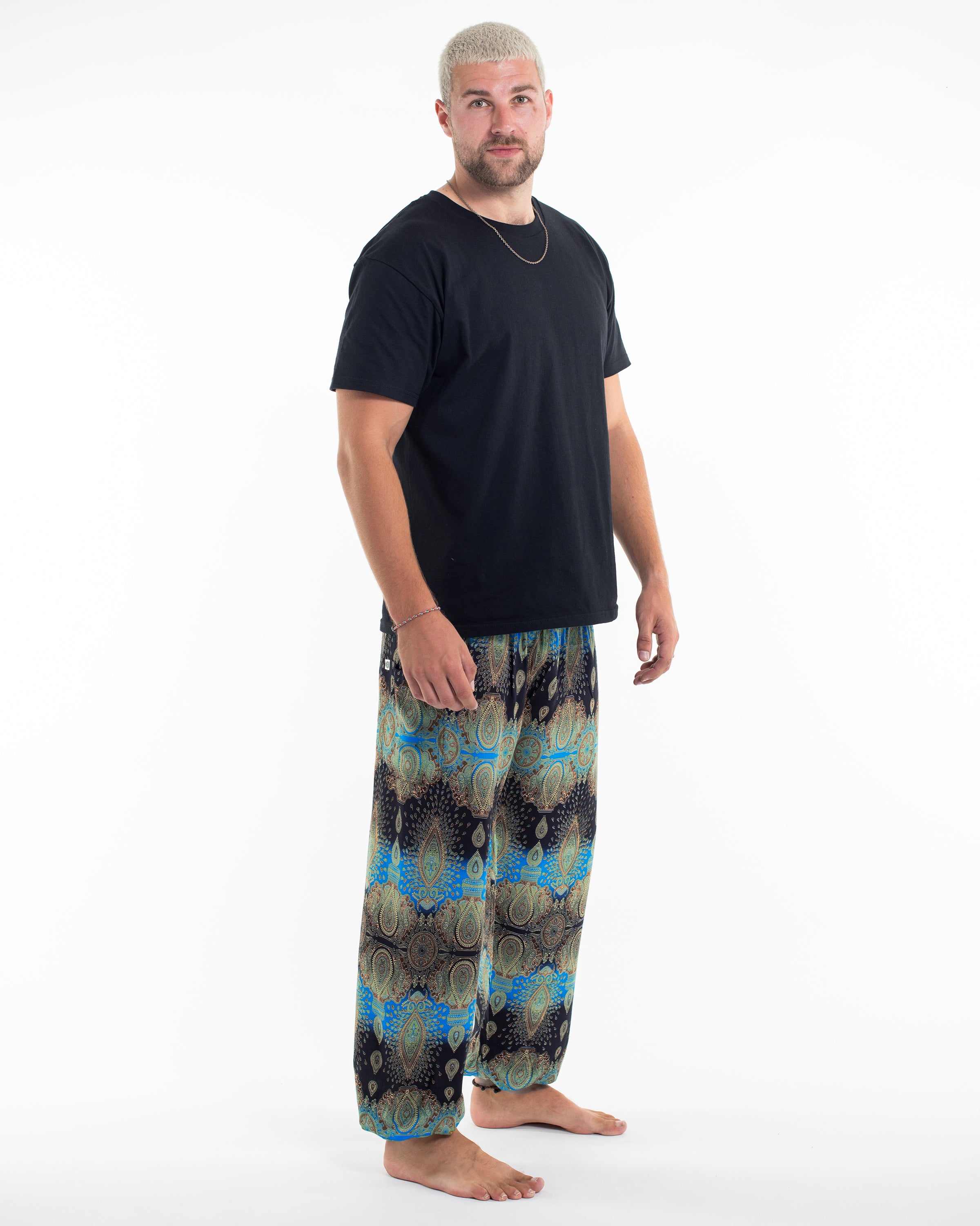 Paisley Men's Harem Pants in Turquoise