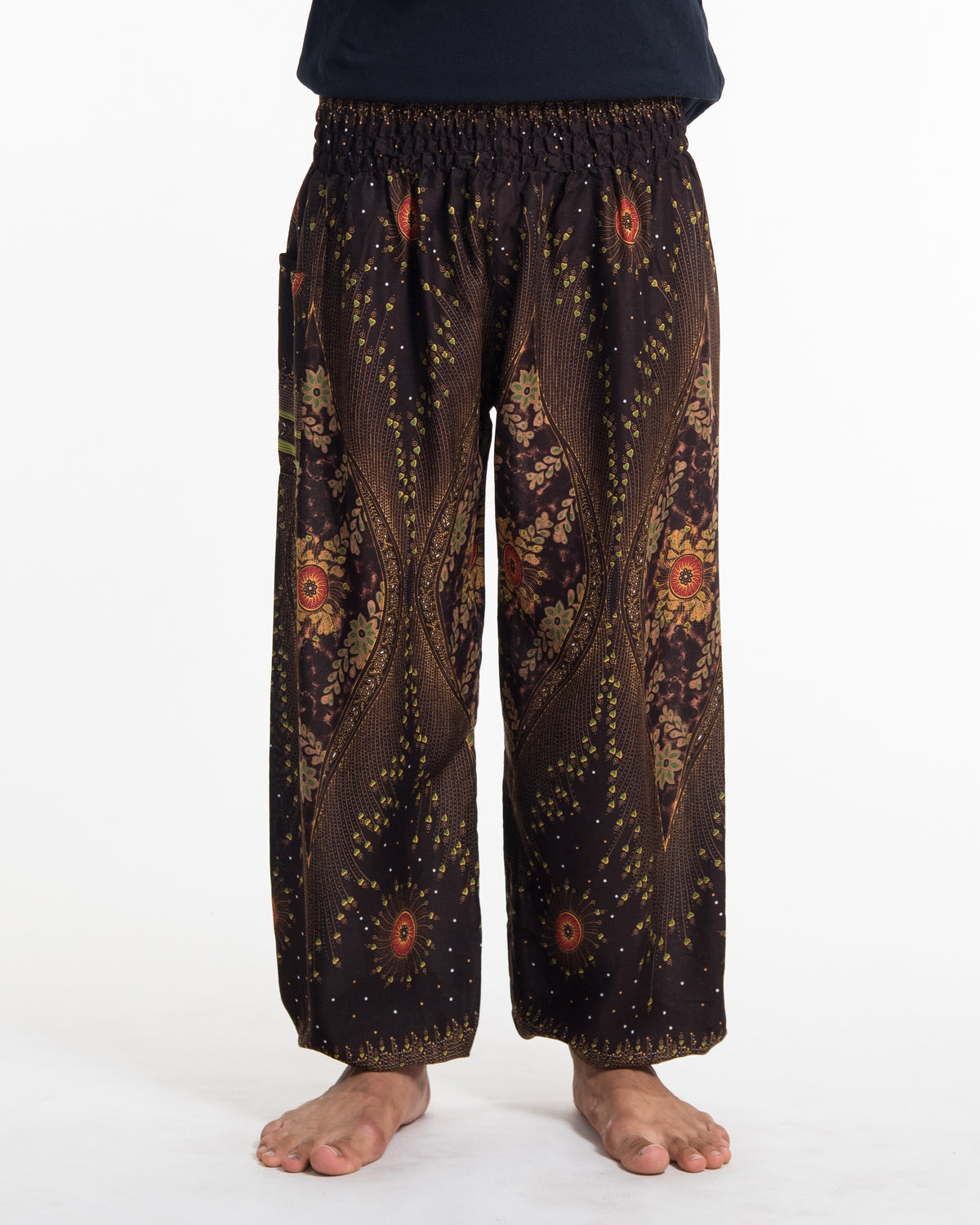 Peacock Eye Men's Harem Pants in Brown