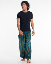 Peacock Eye Men's Harem Pants in Turquoise