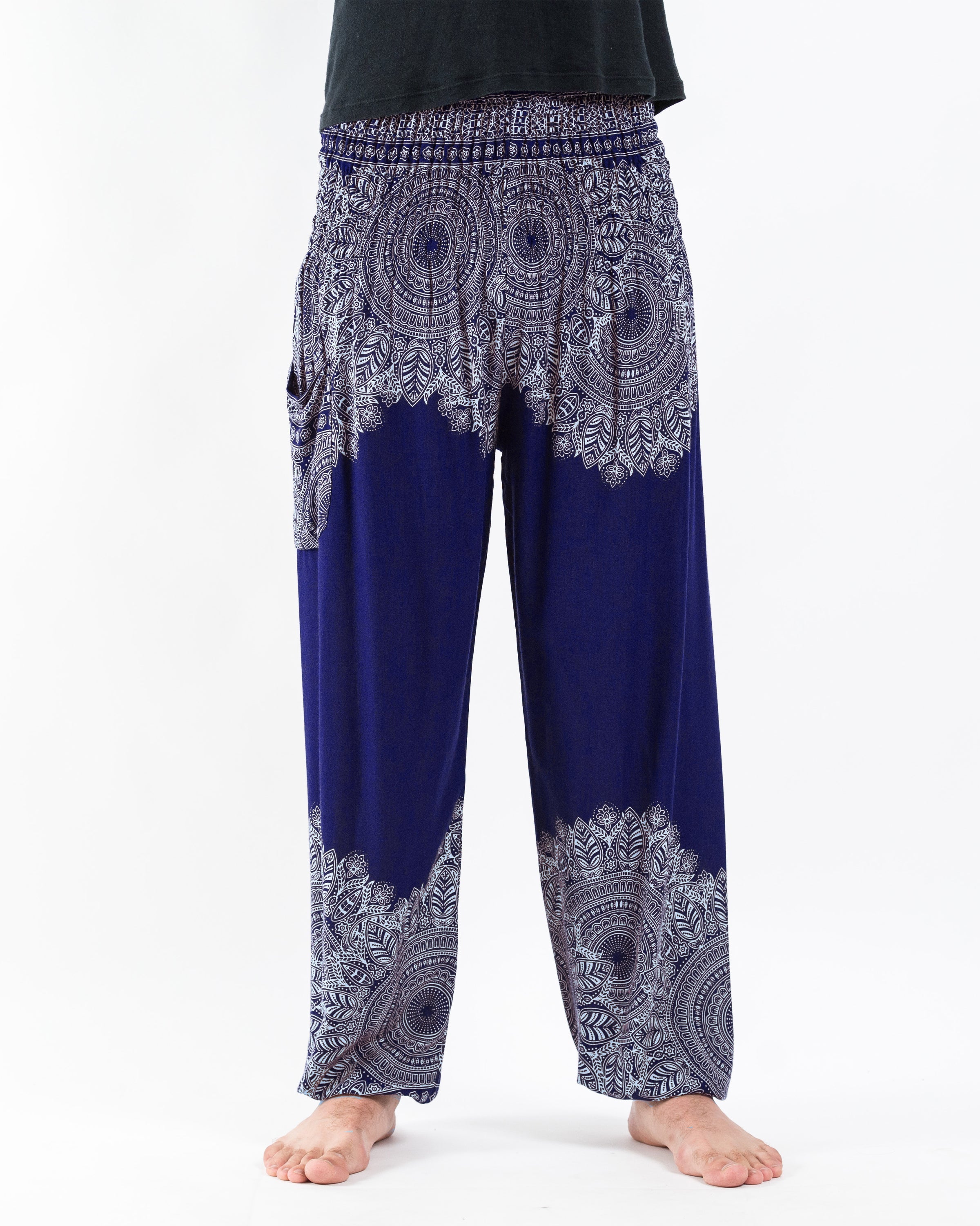 Floral Mandalas Men's Harem Pants in Blue