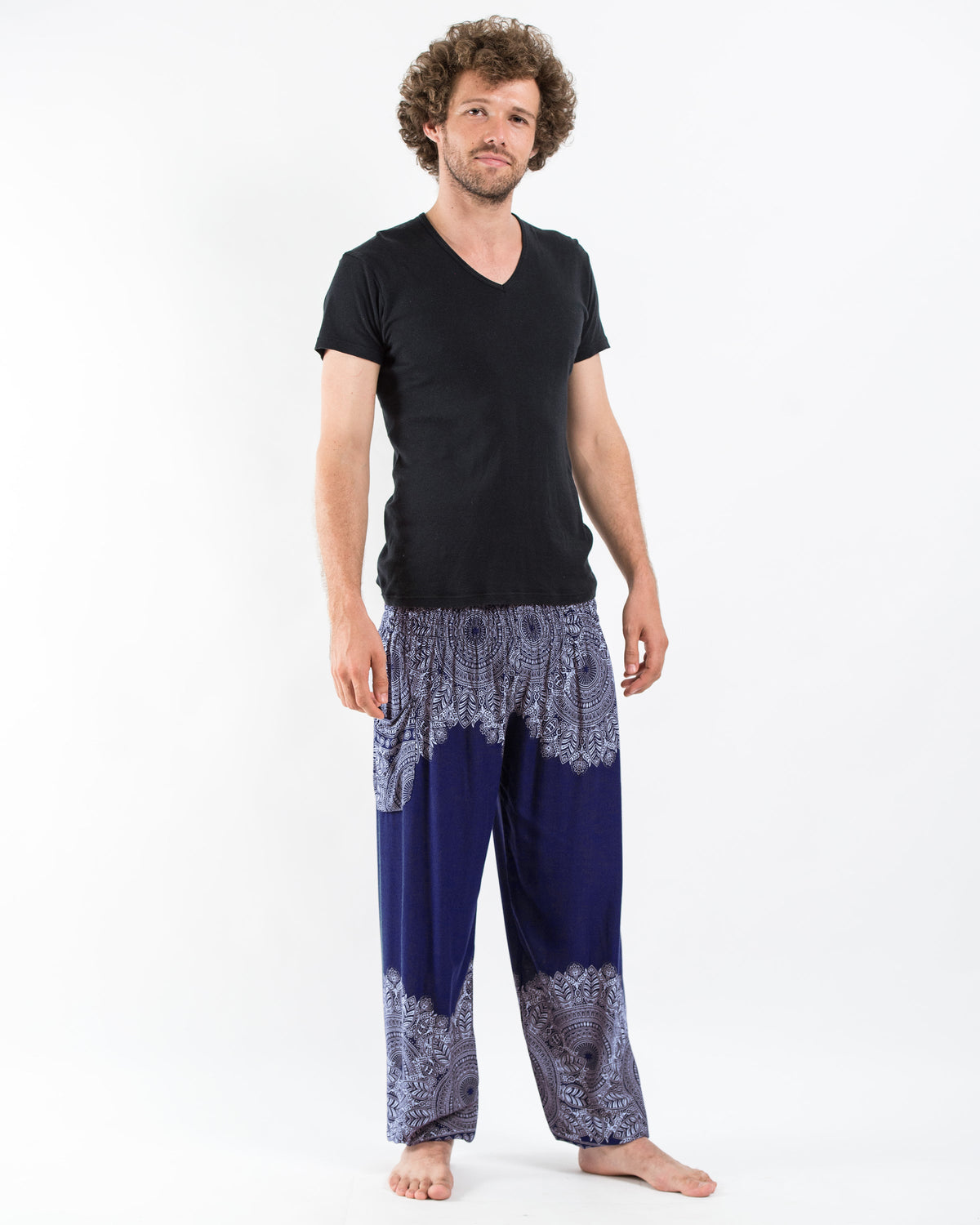 Floral Mandalas Men's Harem Pants in Blue