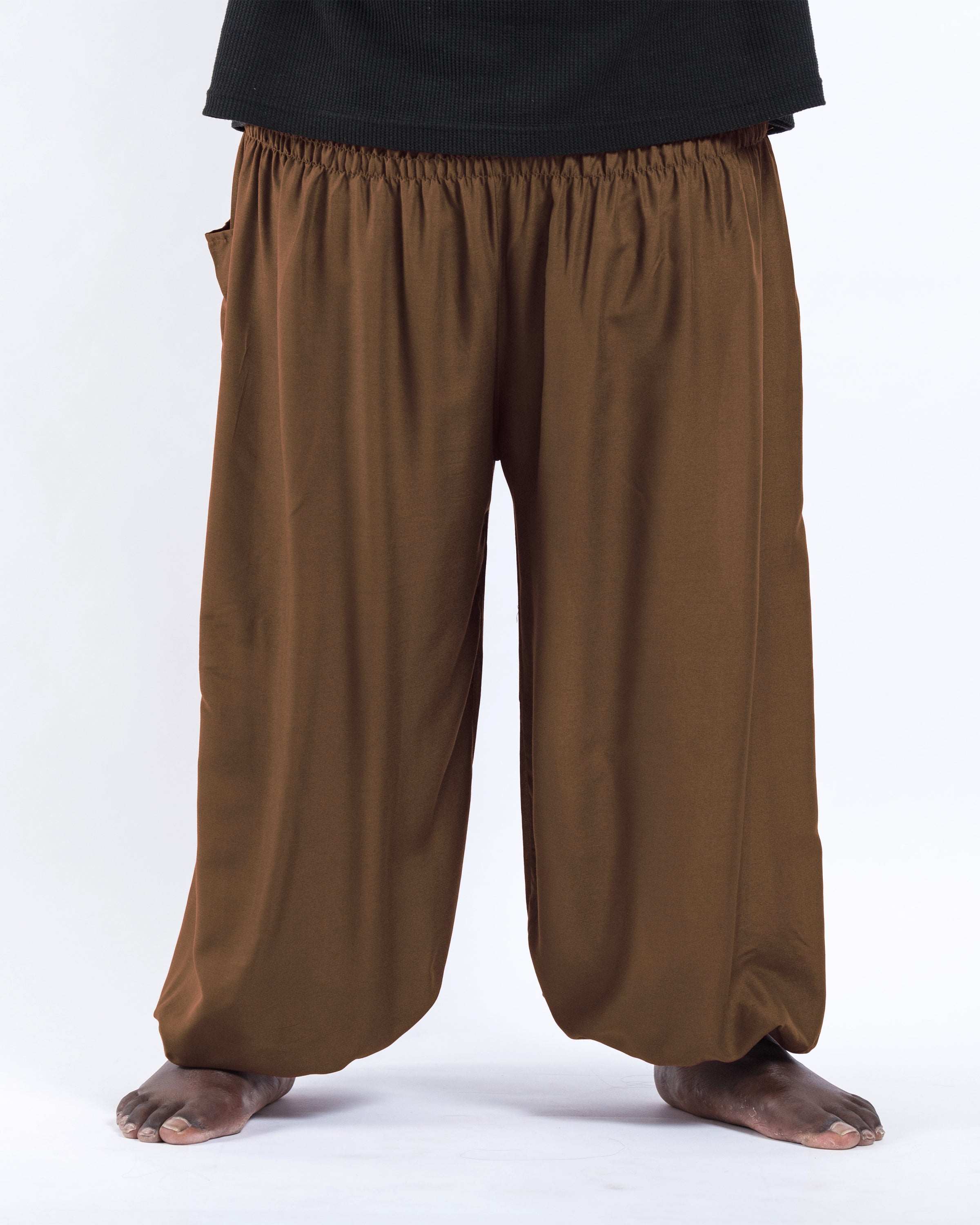 Plus Size Solid Color Men's Harem Pants in Brown