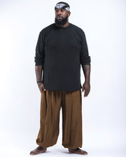 Plus Size Solid Color Men's Harem Pants in Brown
