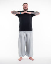Plus Size Solid Color Men's Harem Pants in Light Gray