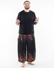 Plus Size Floral Men's Harem Pants in Black