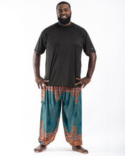 Plus Size Geometric Mandalas Men's Harem Pants in Turquoise