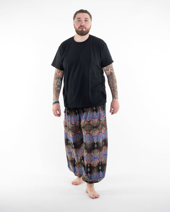 Plus Size Paisley Men's Harem Pants in Blue