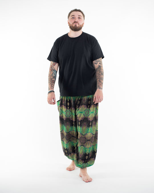 Plus Size Paisley Men's Harem Pants in Green