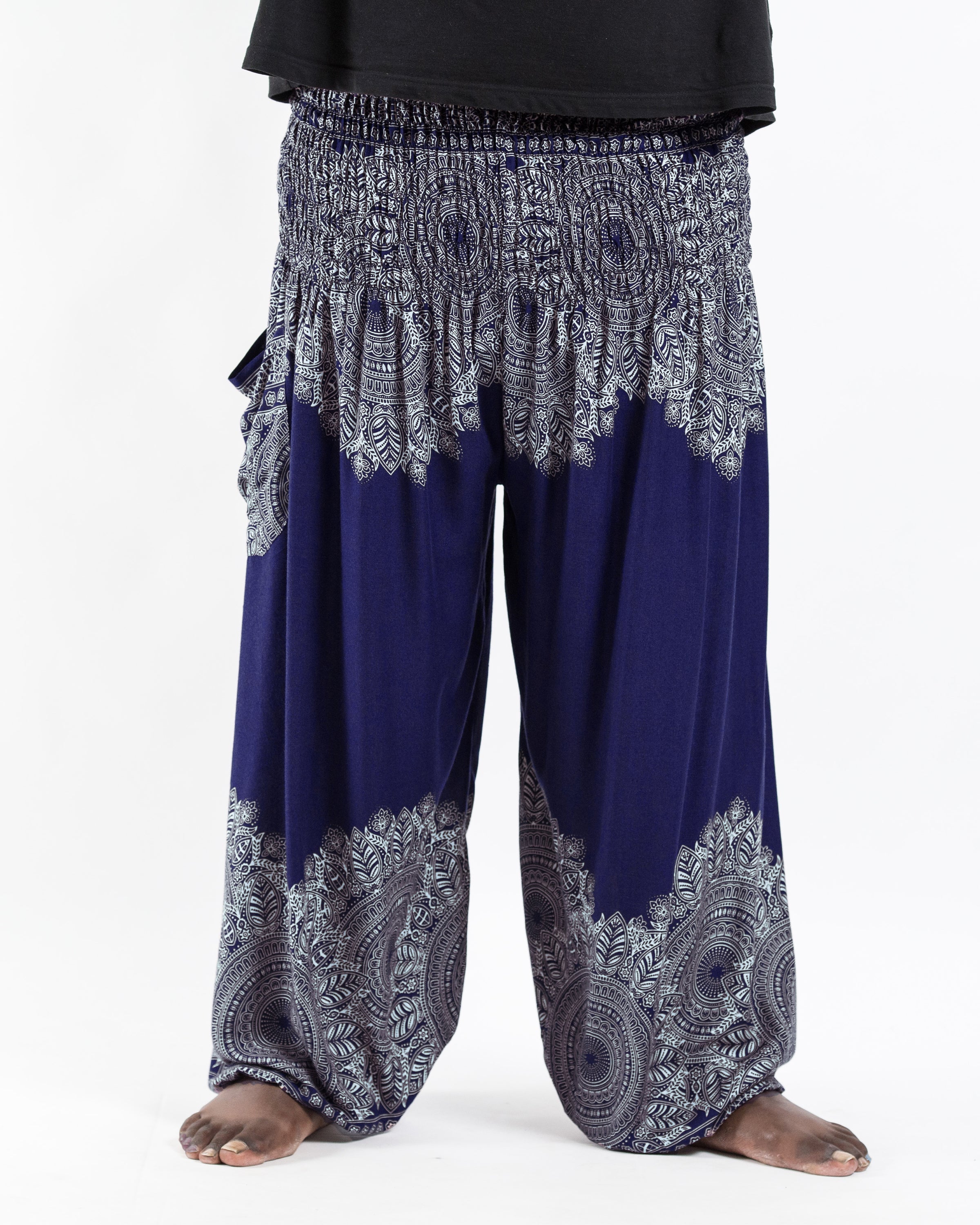 Plus Size Floral Mandalas Men's Harem Pants in Blue