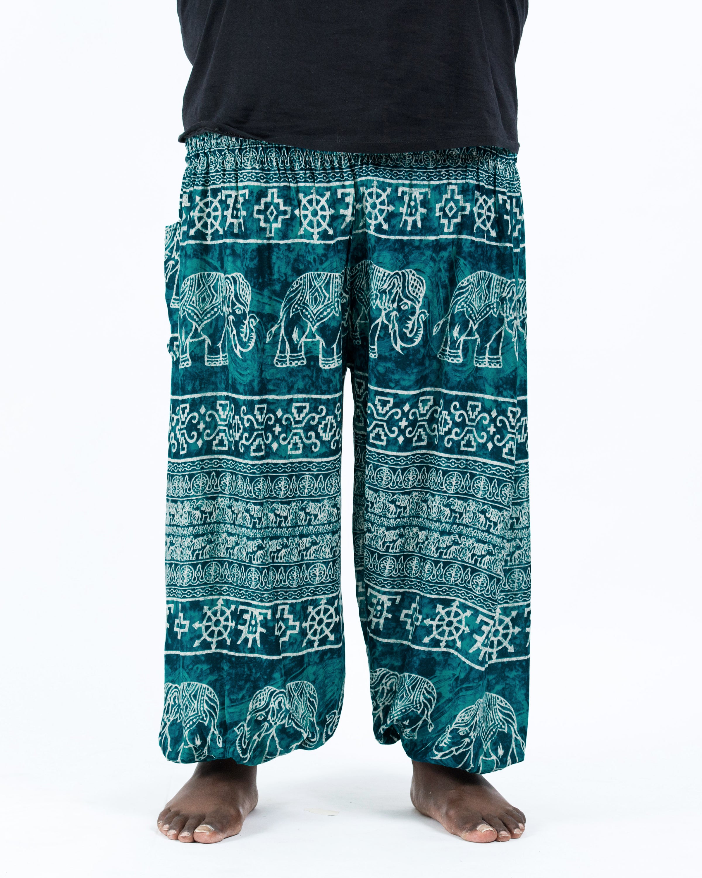 Plus Size Marble Elephant Men's Elephant Pants in Turquoise