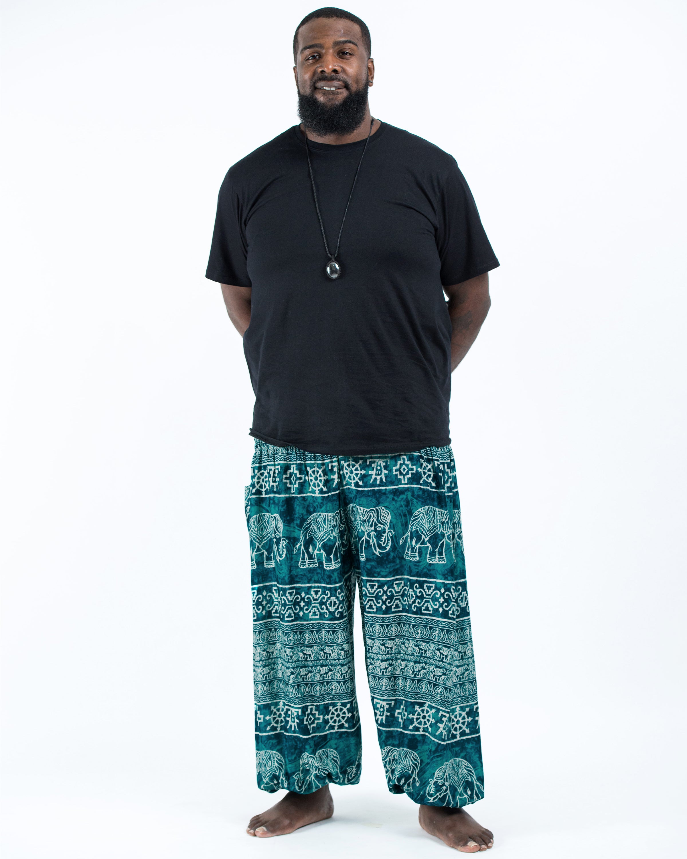 Plus Size Marble Elephant Men's Elephant Pants in Turquoise
