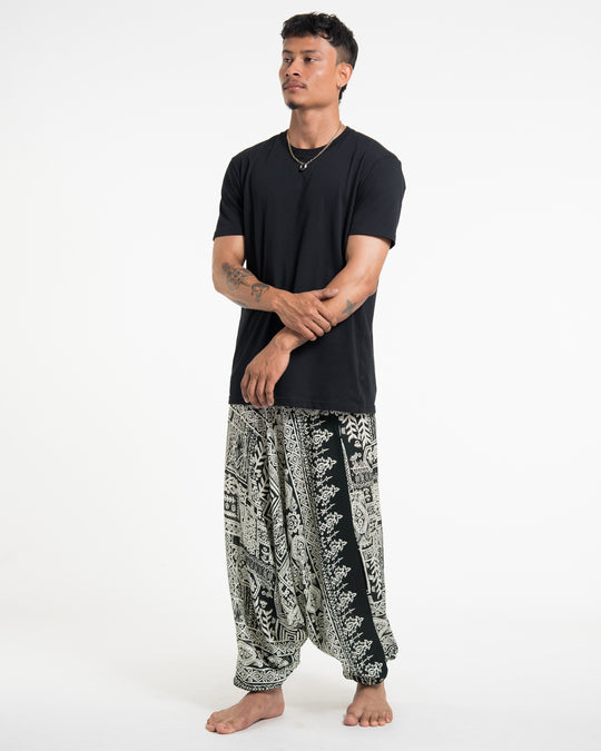 Tribal Prints Drop Crotch Men's Harem Pants in Green