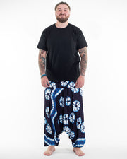 Plus Size Tie Dye Drop Crotch Men's Harem Pants in Indigo