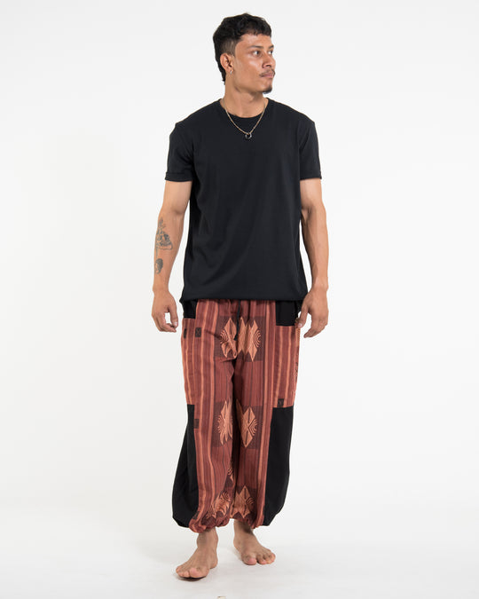 Two Tone Thai Hill Tribe Fabric Men's Cotton Pants in Brick