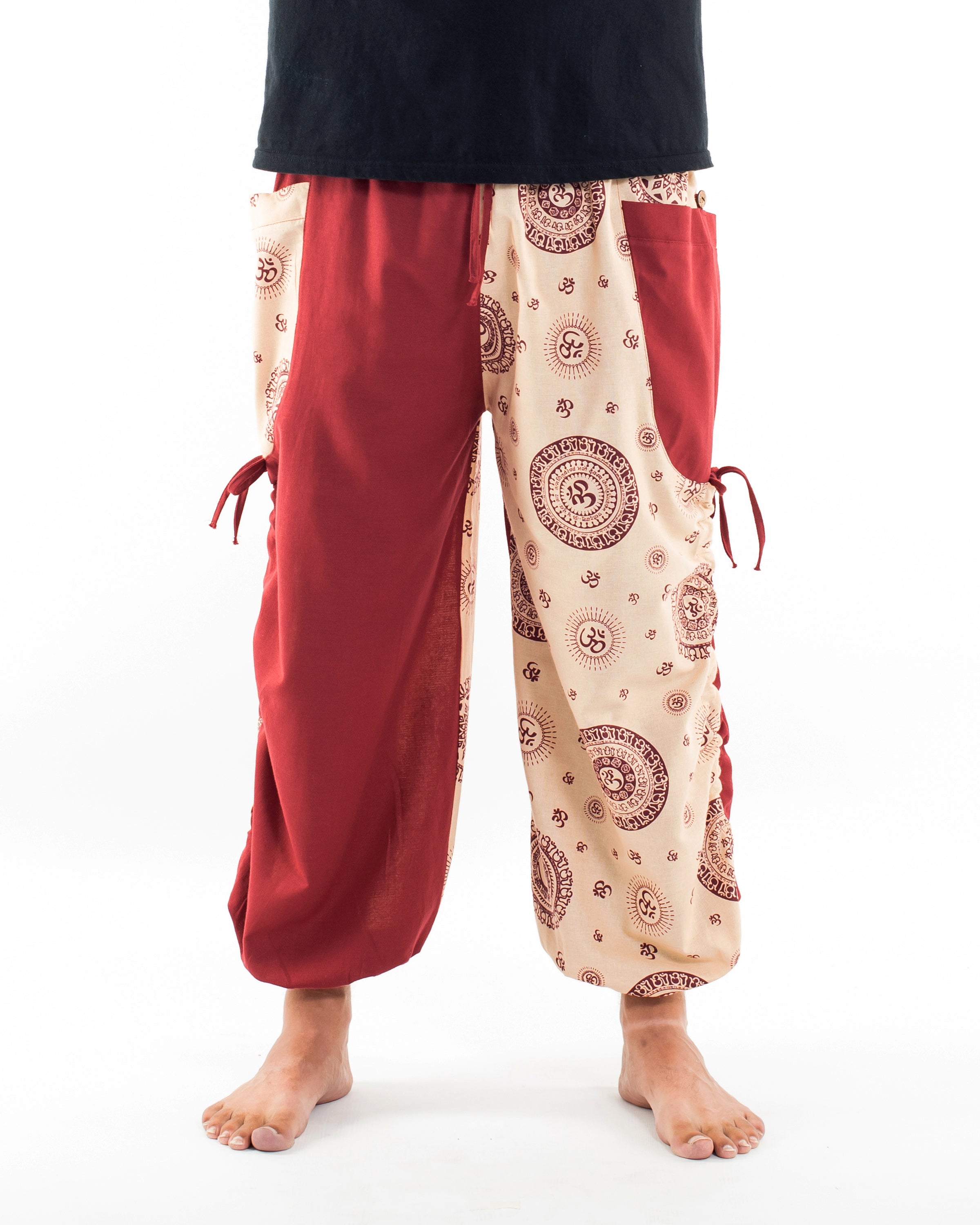 Two Tone Om Prints Men's Cotton Pants in Cream