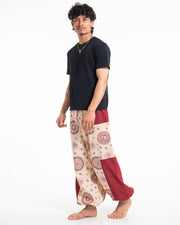 Two Tone Om Prints Men's Cotton Pants in Red