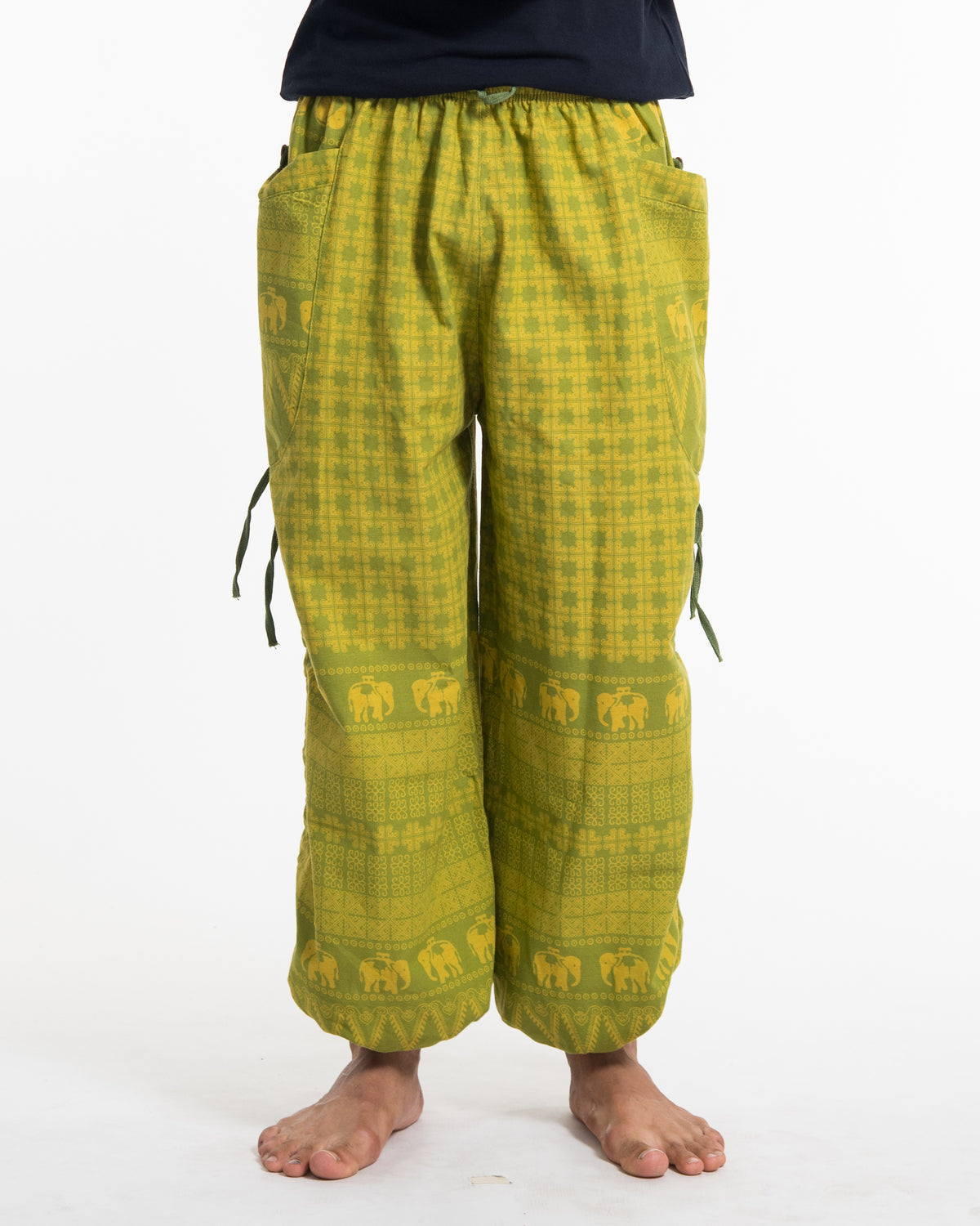 Men's Hill Tribe Cotton Elephant Pants in Green