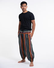 Men's Hill Tribe Low Cut Balloon Pants In Blue Orange