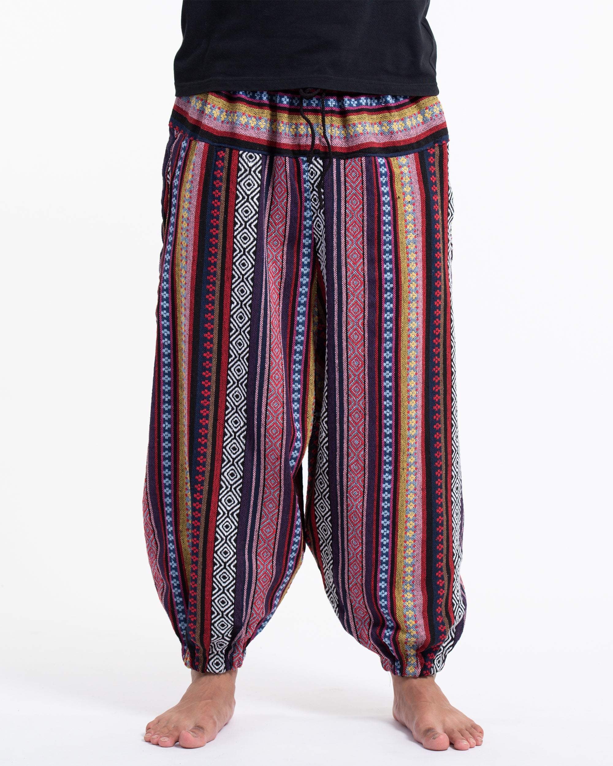 Men's Hill Tribe Low Cut Balloon Pants In Red Pink