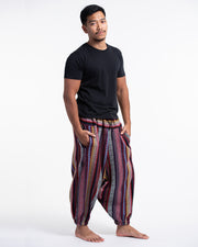 Men's Hill Tribe Low Cut Balloon Pants In Red Pink