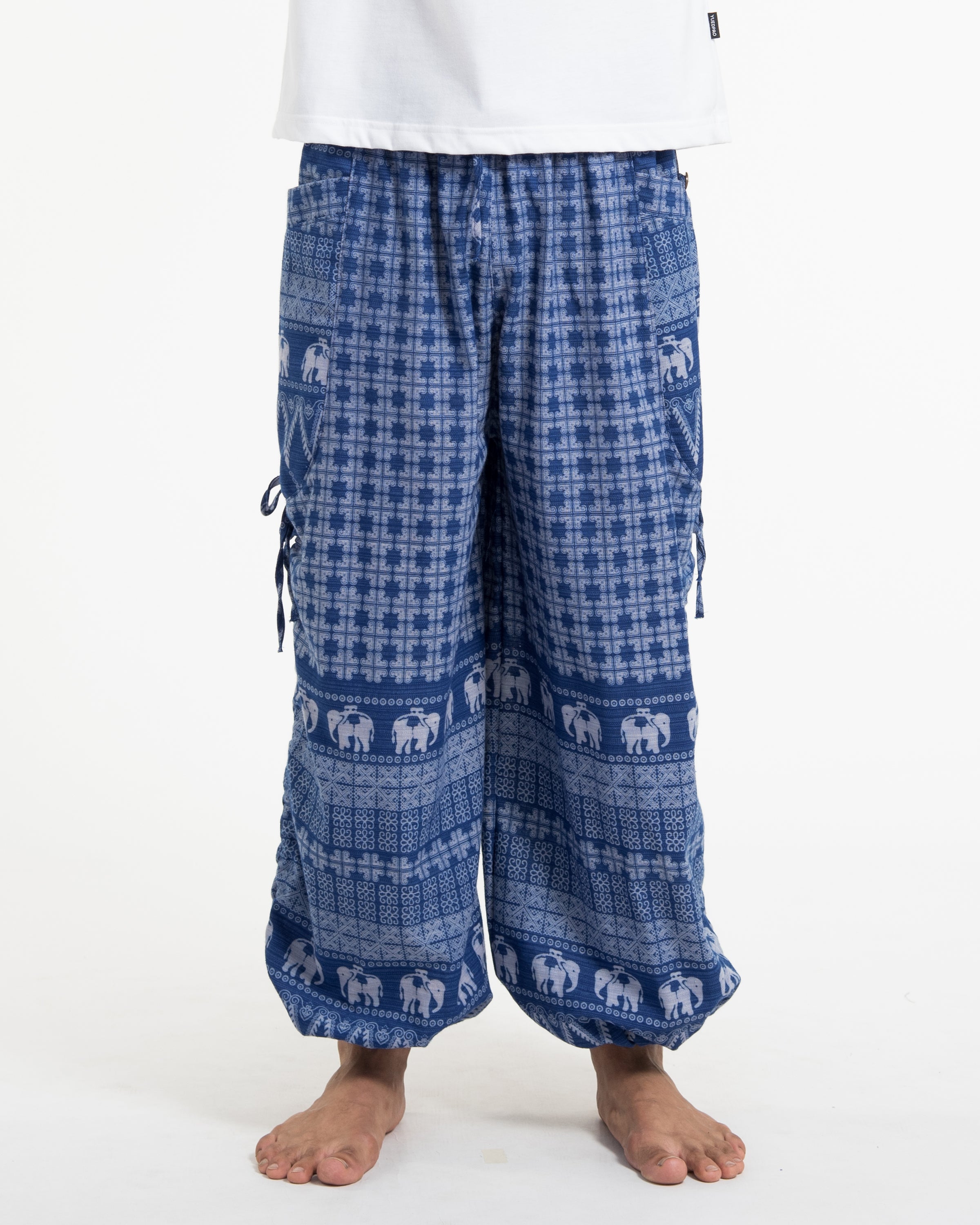 Men's Hill Tribe Cotton Elephant Pants in Blue