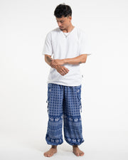 Men's Hill Tribe Cotton Elephant Pants in Blue