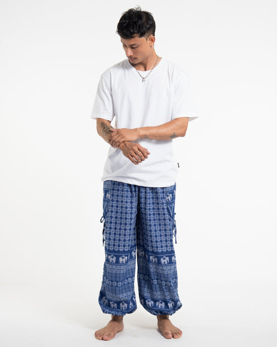Men's Hill Tribe Cotton Elephant Pants in Blue