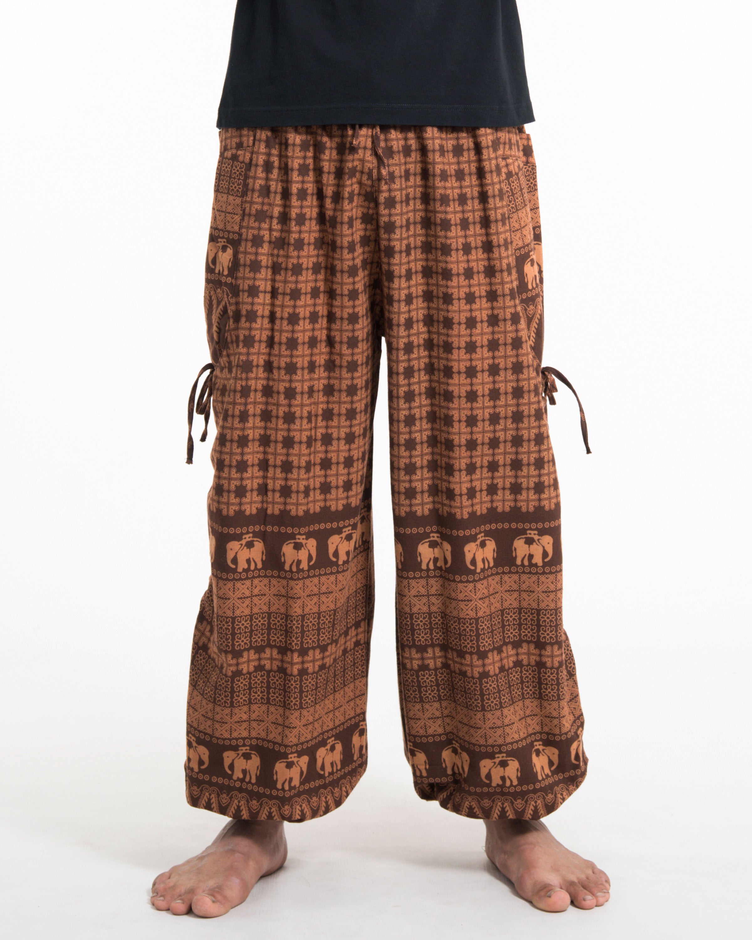 Men's Hill Tribe Cotton Elephant Pants in Brown