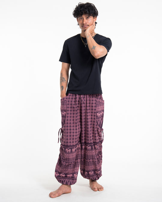 Men's Hill Tribe Cotton Elephant Pants in Purple